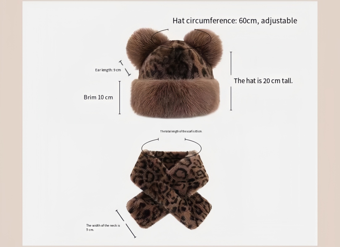 Faux Fur Winter Hat and Scarf Set Plush Hat with Ear Protection Christmas Gift